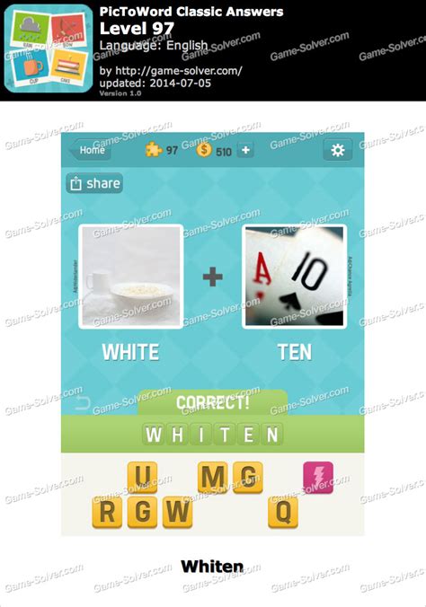 PicToWord Classic Level 97 • Game Solver.